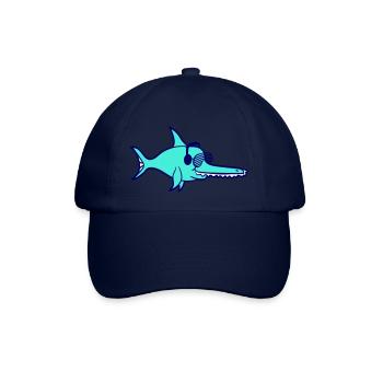 Cool DJ Shark Sawfish Shark Fish Party Music - Baseball Cap - blue/blue - Front