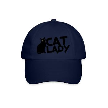 CAT LADY mit schwarzer Katze und gelbe Augen! - Baseballkappe - Blau/Blau - Vorne