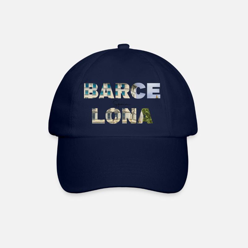 Typographie de Barcelone avec photo de paysage urbain - Casquette classique - bleu/bleu