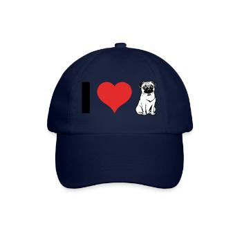 Ich Liebe Möpse - Hund Haustier Design - Baseballkappe - Blau/Blau - Vorne