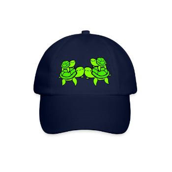 2 Wasserschildkröten Kinder Papa Mama Vater Mutter - Baseballkappe - Blau/Blau - Vorne