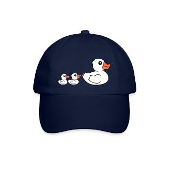 3 Enten Familie Mama Mutter zwei Kinder Baby Papa - Baseballkappe - Blau/Blau - Vorne