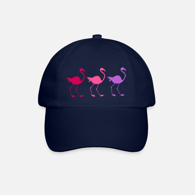 Drei bunte Flamingos - Baseballkappe - Blau/Blau