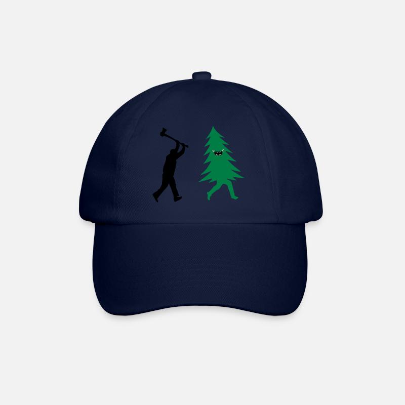 Arbre de Noël drôle est poursuivi par bûcheron - Casquette classique - bleu/bleu