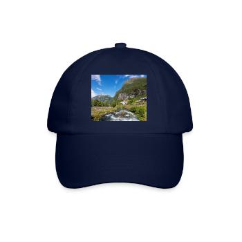 Geiranger panorama Storseterfossen Norwegen - Baseballkappe - Blau/Blau - Vorne