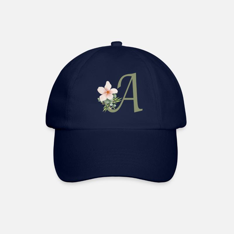 Lettre A avec fleur - Casquette classique - bleu/bleu