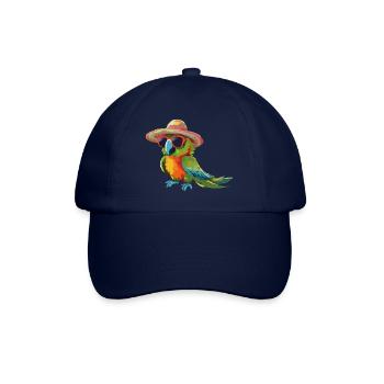 Papagei bunt mit Sonnenbrille und Sonnenhut - Baseballkappe - Blau/Blau - Vorne