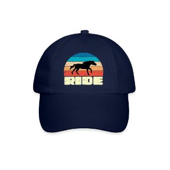 Coucher de soleil vintage avec cheval noir - Casquette classique - bleu/bleu - Devant