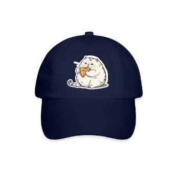 Dicke runde Katze hat nur an Pizza interesse - Baseballkappe - Blau/Blau - Vorne