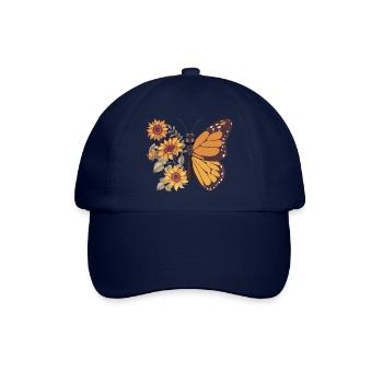 Schmetterling Sonnenblumen - Baseballkappe - Blau/Blau - Vorne