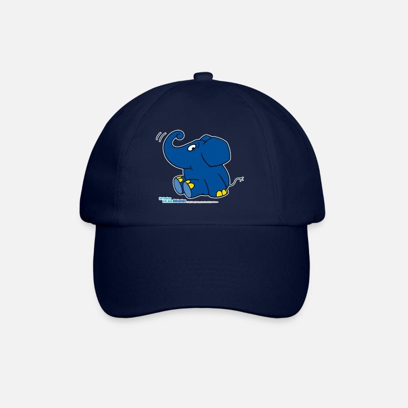 Der Elefant - sitzend - Baseballkappe - Blau/Blau
