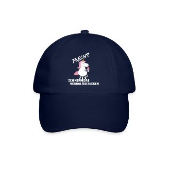 Einhorn: Frech? Ich nenn das verbal überlegen - Baseballkappe - Blau/Blau - Vorne