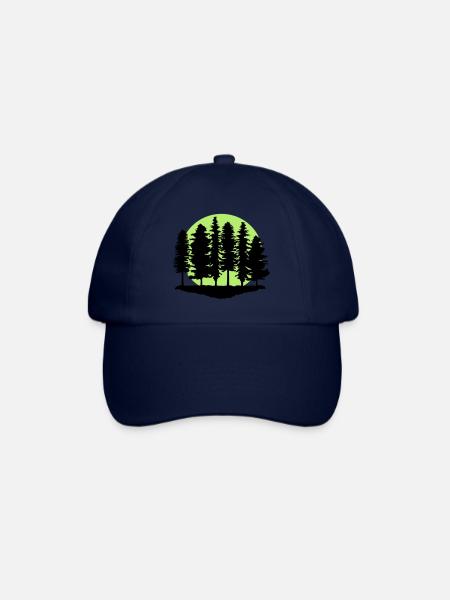 Wald und Mond, Bäume - Baseballkappe - Blau/Blau