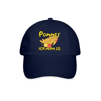 Pommes Ich nehm 10 Frites Geschenk Lustig - Baseballkappe - Blau/Blau - Vorne