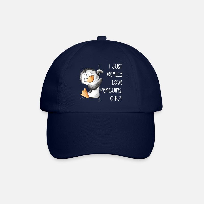 Drolliger Pinguin I Just Really Like Penguins - Baseballkappe - Blau/Blau