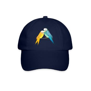 Deux perruches sur une branche aux couleurs pastel - Casquette classique - bleu/bleu - Devant