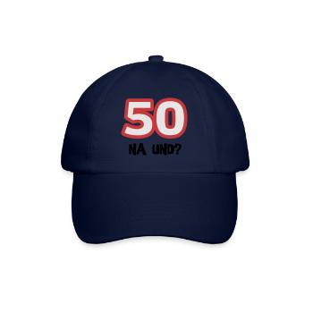 Zum 50. Geburtstag ein Shirt „50 na und?“ - Baseballkappe - Blau/Blau - Vorne