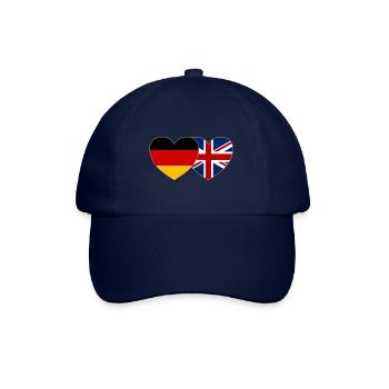 Deutschland Großbritannien Flagge Herz - Baseballkappe - Blau/Blau - Vorne