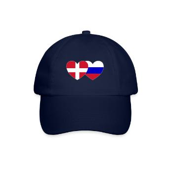 Dänemark Russland Flagge Herz - Baseballkappe - Blau/Blau - Vorne