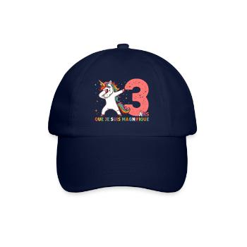 Licorne Dab Cadeau 3 Ème Anniversaire 3 Ans - Casquette classique - bleu/bleu - Devant