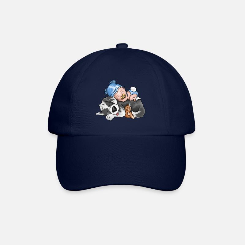 Hund mit Baby süß und knuffig - Baseballkappe - Blau/Blau