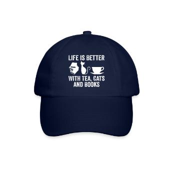 Life is Better With Tea Cats and Books, Cat Lovers - Casquette classique - bleu/bleu - Devant