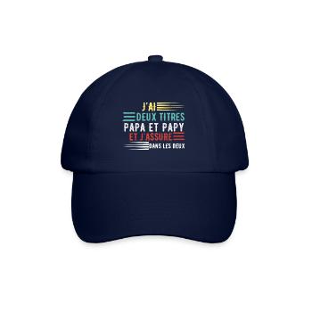 J'ai deux titres papa et papy cadeau fête des père - Casquette classique - bleu/bleu - Devant