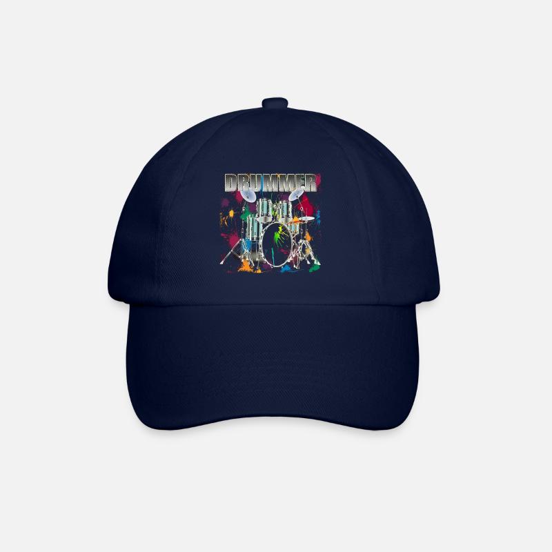 Drummer Art Design Texte argenté - Casquette classique - bleu/bleu