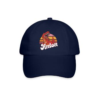 ANTON - Beau prénom de garçon avec T-REX Dino - Casquette classique - bleu/bleu - Devant