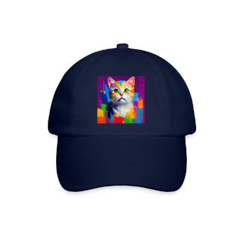 Oil Painting Style Cat Portrait Design for - Baseball Cap - blue/blue - Front