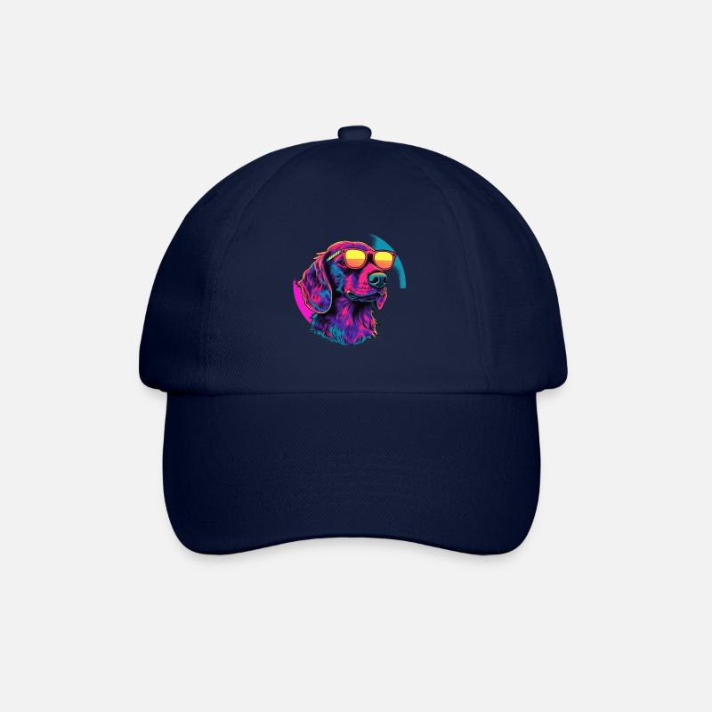 Neon Hund mit Sonnenbrille - Baseballkappe - Blau/Blau
