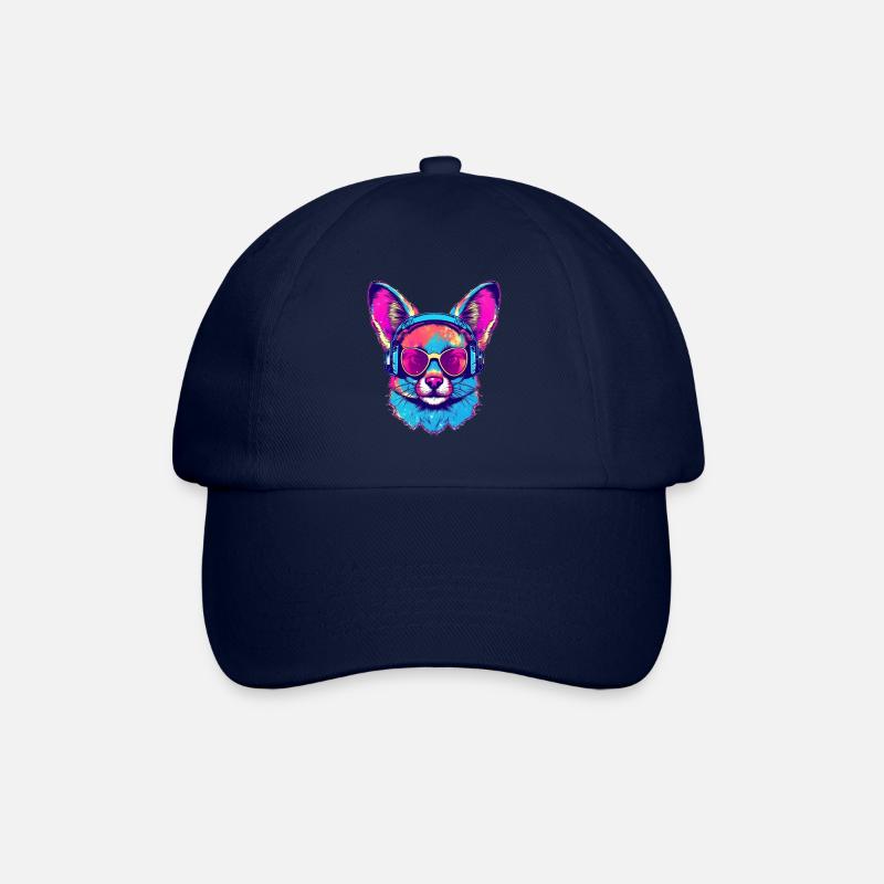 Futuristischer Hund mit Sonnenbrille & Kopfhörern - Baseballkappe - Blau/Blau