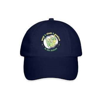 Drache Dino Einschulung - "magisch in die Schule" - Baseballkappe - Blau/Blau - Vorne