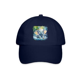 Cute baby elephant playing in the water - Baseball Cap - blue/blue - Front