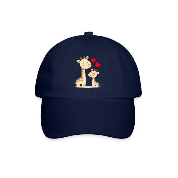 Baby Giraffe mit Mami Giraffe - Baseballkappe - Blau/Blau - Vorne