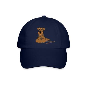 Airedale Terrier liegend - Baseballkappe - Blau/Blau - Vorne