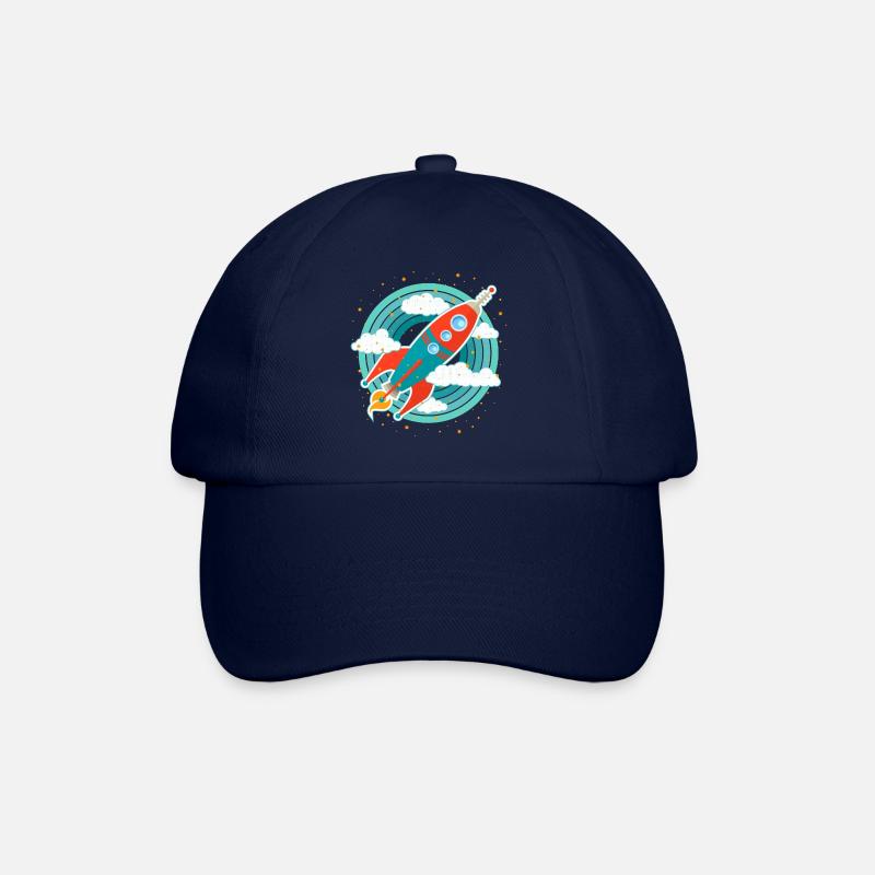 Retro Rocket (circles) - Baseball Cap - blue/blue