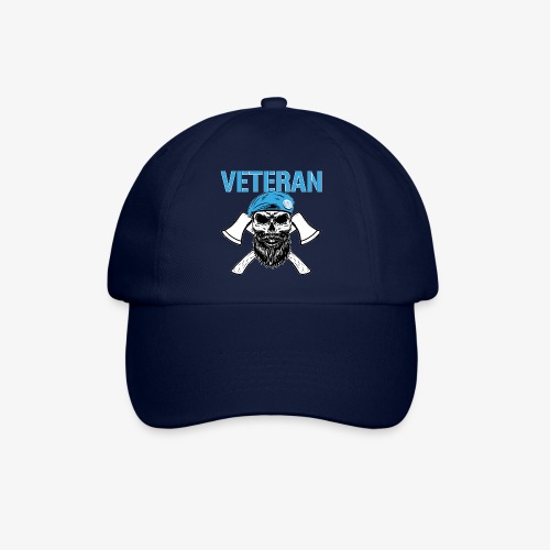 Veteran - Dödskalle med blå basker och yxor - Basebollkeps