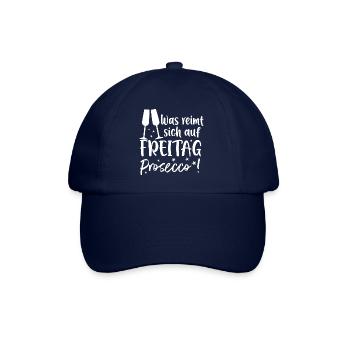 Was reimt sich auf Freitag? Prosecco! - Baseballkappe - Blau/Blau - Vorne