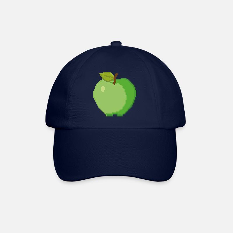 Retro Pixel Green Apple - Baseball Cap - blue/blue