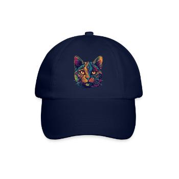 Visage de chat psychédélique aux motifs colorés - Casquette classique - bleu/bleu - Devant