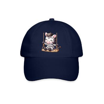 Süßes Zebra auf der Schaukel Comic - Baseballkappe - Blau/Blau - Vorne