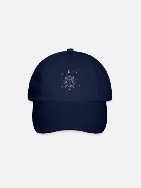 Kaefer im Weltall - Minimalistische Liniengrafik - Baseballkappe - Blau/Blau