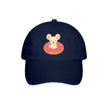 Lachende Maus im Donut – Süßes Gute-Laune-Motiv - Baseballkappe - Blau/Blau - Vorne