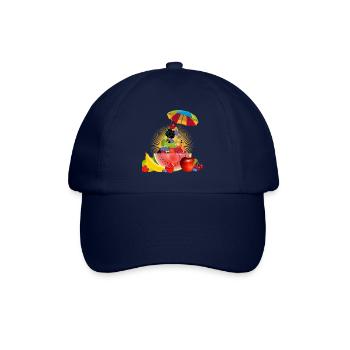 Bunte Früchtepyramide mit Wassermelone und Schirm - Baseballkappe - Blau/Blau - Vorne