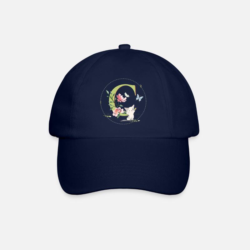Initial letter C with cat - Baseball Cap - blue/blue