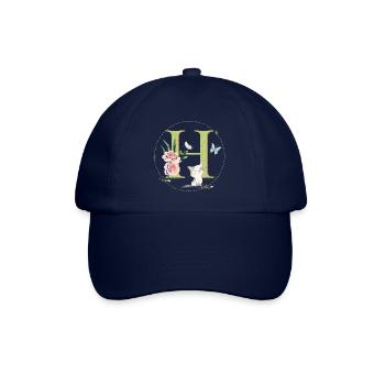 Anfangsbuchstabe A mit Katze - Baseballkappe - Blau/Blau - Vorne