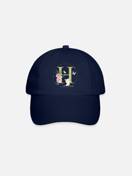 Initial letter A with cat - Baseball Cap - blue/blue