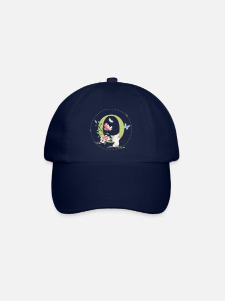Anfangsbuchstabe O mit Katze - Baseballkappe - Blau/Blau