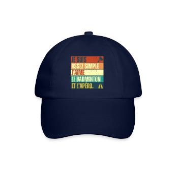J' aime le badminton et l' apéro cadeau vintage - Casquette classique - bleu/bleu - Devant